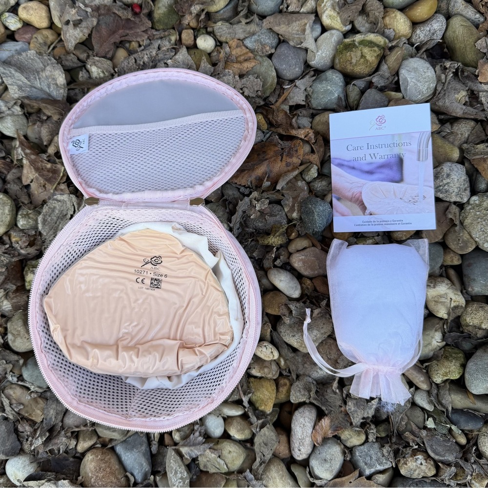 ABC Silicone Breast Prosthesis‎ Form Size 6 Pink Carrying Case Care Instructions